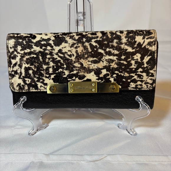 Kenneth Cole Black and Beige Calf Hair Wallet - Picture 1 of 7